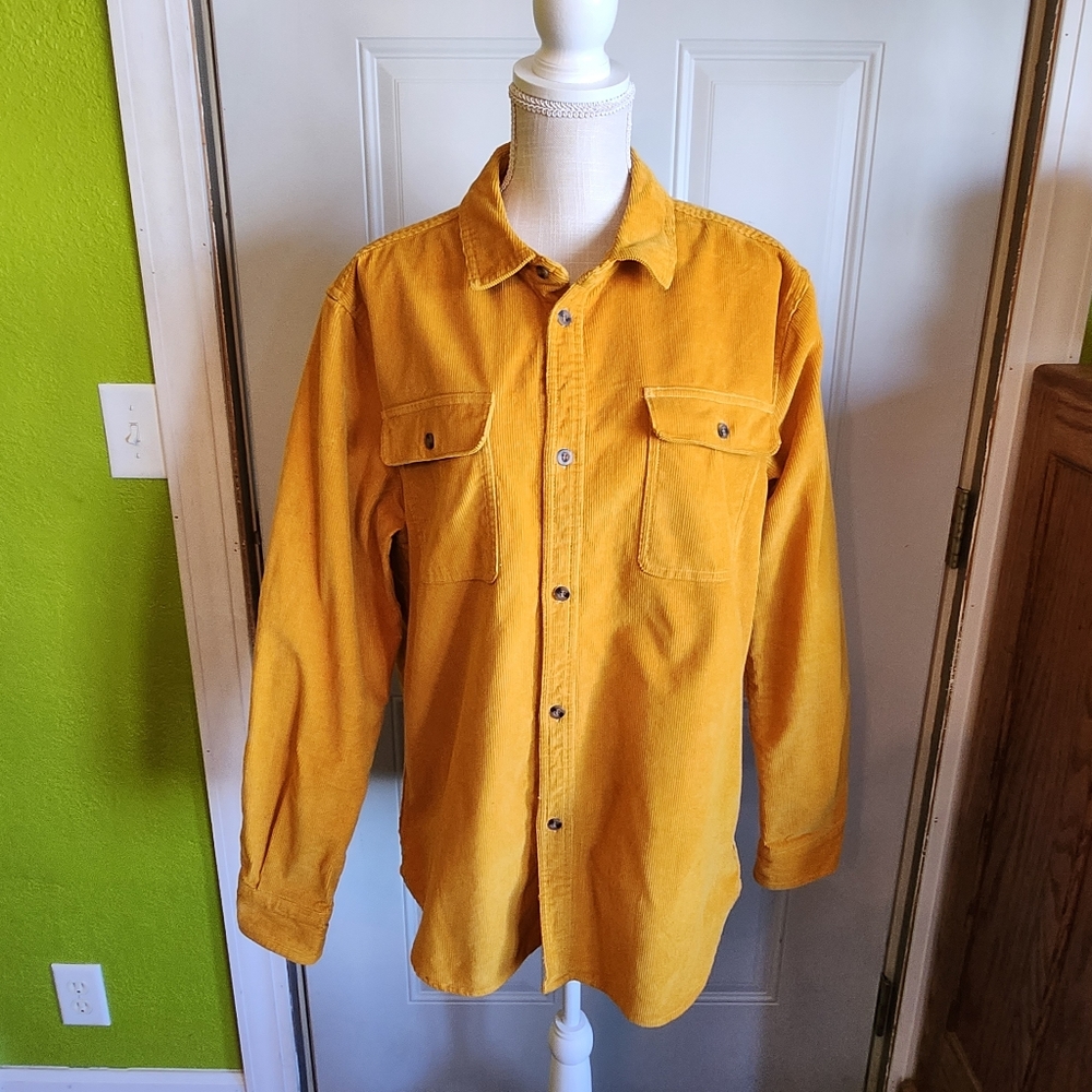 FRYE AND CO. Mustard Yellow Button-Down Corduroy Shirt